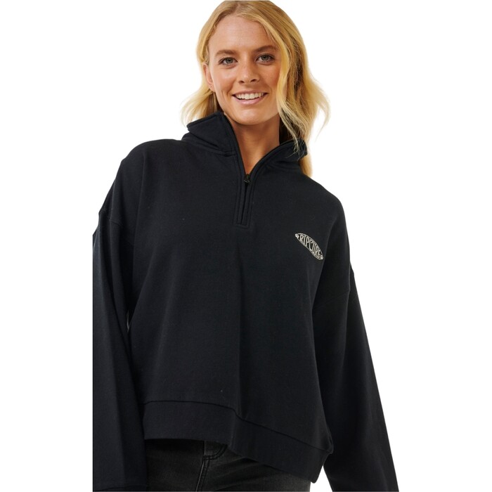 2024 Rip Curl Womens Soleil 1/4 Zip Pull Over 06IWFL - Black